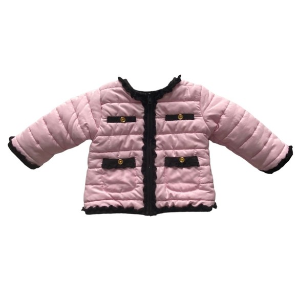 Little Me Pink 12M Baby Girl Coat & Little Lass Flowy Pink Floral Top Tunic 12M - Picture 2 of 12